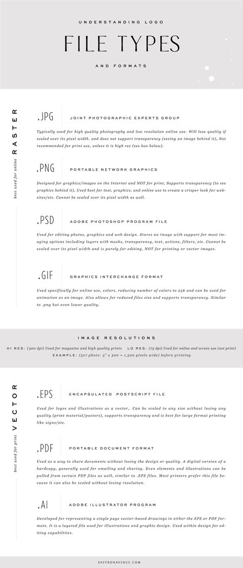 File Types Graphic Design, Logo Design Basics, Logo Design Checklist, Branding Tutorial, Types Of Logo Design, Graphic Design Terms, Logo Types, Types Of Logos, Logo Tips