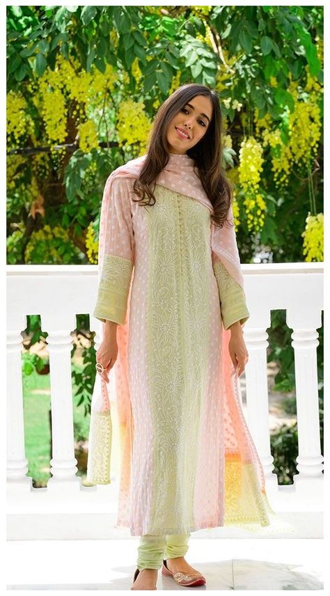 Chikankari Suits and Anarkalis #indian #chikankari #suits Chikankari Suits and Anarkalis Anjul Bhandari, Simple Indian Suits, Nikkah Dress, Chikankari Suits, Indian Designer Suits, Casual Indian Fashion, Long Kurti Designs, Salwar Kamiz, Simple Pakistani Dresses