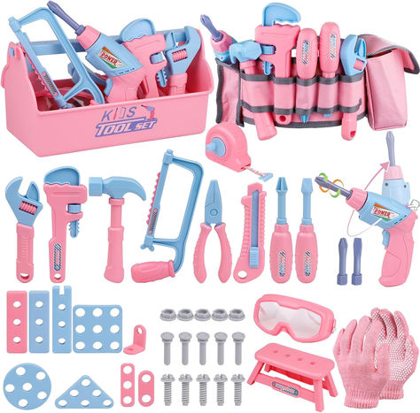 Kids Tool Set, 48PCS Toddler Tool Set with Electronic Toy Drill & Kids Tape Measure,Pretend Play Construction Toys Costume with Kids Tool Belt & Gloves#pretend play #toys Kids Tool Box, Kids Tool Belt, Divergent Thinking, Toddler Girl Toys, Toy Tools, Girls Toys, Tools And Toys, Pretend Play Toys, Kids Toy Gifts