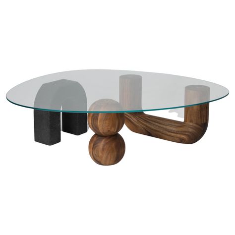 Glass And Wood Coffee Table, Glass Wood Coffee Table, Unique Coffee Table Design, Modern Table Base, Modern Glass Coffee Table, Coffee Table Glass, Night Tables, Round Coffee Table Modern, Stone Coffee Table