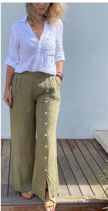 Pola Rok, Linen Style Fashion, Casual Indian Fashion, Pants Women Fashion, Blouse Drafting Patterns, Diy Blouse Pattern, Designer Dresses Casual, Stylish Dress Book, Easy Trendy Outfits