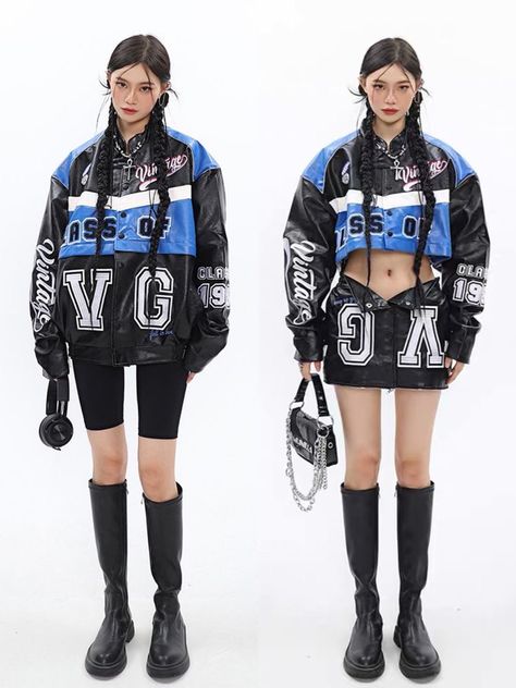 Kpop Racer Outfits, Bikercore Style, Race Outfit, Techwear Fashion, Shoes Outfit Fashion, 90s Fashion Outfits, Fashion Victim, Streetwear Outfits, Edgy Outfits