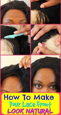 How To Make Your Lace Front Wig Look Natural. Hair tutorials. Black hair. . How To Make Lace Front Wigs Look Natural, How To Install A Lace Front Wig, Lace Front Glue, Wig Looks, Wig Tutorials, Diy Hair Wig, Hair Extensions Tutorial, Wig Care, Natural Straight Hair