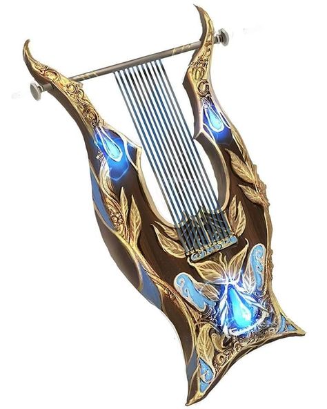 Bard Instruments, Lyre Design, Rpg Items, Music Tools, Dnd Bard, Pan Flute, Dnd Items, Magic Items, Fantasy Props