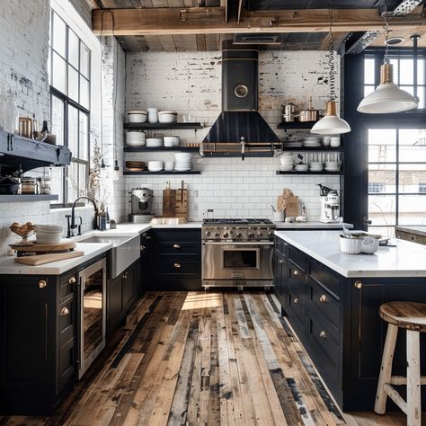 49 Must Know Tips For Crafting An Extraordinary Industrial Kitchen - Edward George Industrial Victorian Kitchen, Kitchen Remodel Colorful, Modern Industrial Decor Kitchen, Industrial Kitchen Cabinets, Industrial Glam Decor, Industrial Colorful, Farmhouse Industrial Kitchen, Industrial Style House, Industrial Kitchen Ideas