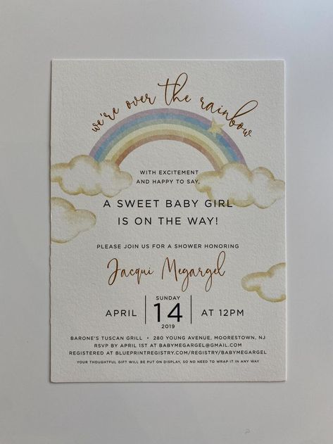 Over The Rainbow Baby Shower Theme, Rainbow Baby Gender Reveal, Rainbow Shower Ideas, Rainbow Baby Shower Ideas, Rainbow Theme Baby Shower, Rainbow Baby Shower Theme, Rainbow Baby Announcement, Diaper Party, Rainbow Baby Shower Invitations