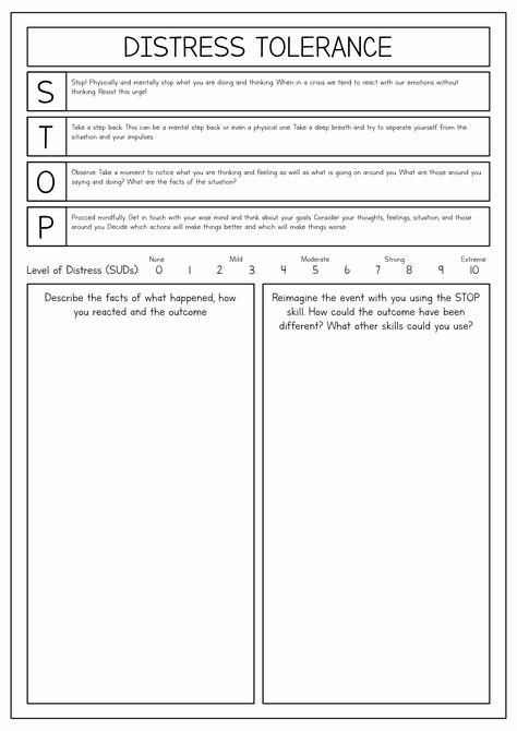 DBT Distress Tolerance Worksheets Dbt Activities For Adults, Distress Intolerance Dbt, Dbt Worksheet Activities, Dbt Skills Worksheets Free Printable, Distress Tolerance Activities, Impulse Control Worksheets, Dbt Worksheet, Tolerance Activities, Dbt Skills Worksheets