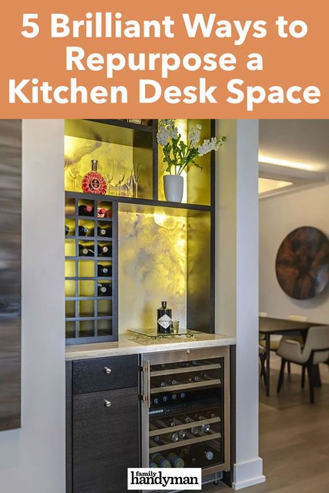 Converting Kitchen Desk To Wine Bar, Computer Nook In Kitchen, Replace Kitchen Desk Area, Kitchen Office Nook Repurpose, Converting A Kitchen Desk Area, Kitchen Desk To Pantry, Small Desk Area In Kitchen, Transforming Kitchen Desk Area, Built In Desk In Kitchen Repurpose