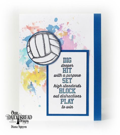 Volleyball, Diana Nguyen, Our Daily Bread Designs, card, handmade, sport Volleyball Coach Card Ideas, Softball Birthday Card Ideas, Volleyball Cards Handmade, Volleyball Cards Ideas, Volleyball Birthday Card, Volleyball Cards, Birthday Catds, Volleyball Ideas, Bts Birthday