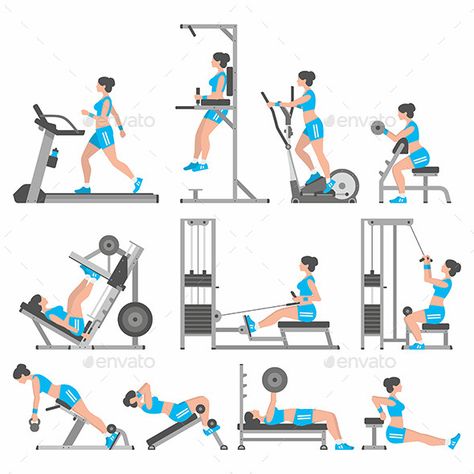 Girls in the Gym - Sports/Activity Conceptual Gym Workouts Machines, Strength Training Guide, Fitness Studio Training, Workout Man, Gym Workout Plan For Women, Work Out Routines Gym, Gym Antrenmanları, Gym Workouts Women, Planet Fitness