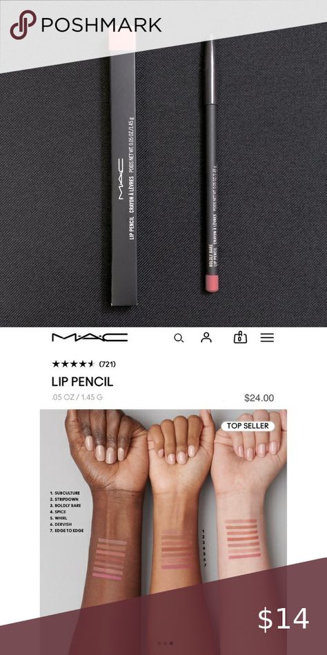 MAC Boldly Bare Lip Liner Pencil Crayon - Full Size .05 oz Lip Liner Shades, Mac Boldly Bare, Mac Lip Liner, Mac Lip, Lip Liner Pencil, Mac Lips, Lipstick Shade, Bare Lip, Pencil Crayon