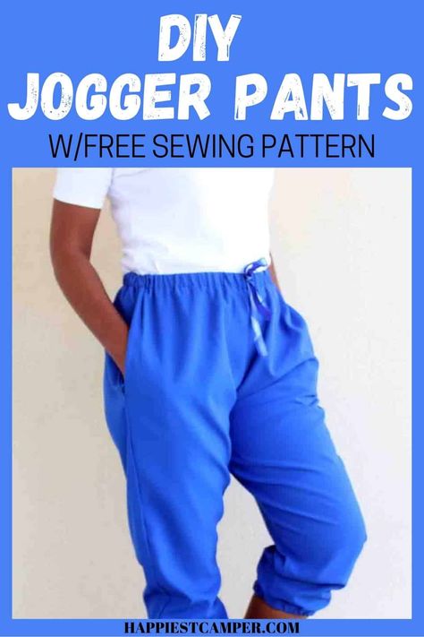 DIY Jogger Pants With Free Sewing Pattern Need something to lounge in? Make these DIY Jogger Pants With Free Sewing Pattern! These cute and comfortable pants are perfect for relaxing at home or even a quick trip to the store. You can wear them workout out, too. This simple sewing project is great for expanding your diy wardrobe. If you have been wanting some of these, but don't want to pay crazy in-store prices, make these joggers at home today! Easy sewing. DIY clothing. DIY Jogger Pants With Diy Sweatpants Pattern, Mens Pajama Pants Pattern Free, Drawstring Pants Pattern Free, Simple Pants Pattern, Mens Pants Sewing Pattern Free, Free Harem Pants Pattern, Mens Pants Pattern Sewing, Pants Sewing Pattern Free, Lounge Pants Pattern