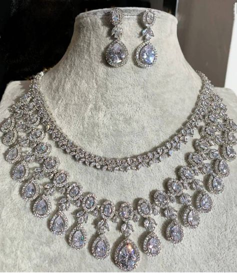 Layering diamond necklaces