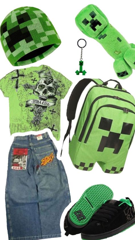 creeper outfit Minecraft Creeper Hoodie, Minecraft Outfits, Creeper Outfit, Silly Clothes, Creeper Minecraft, Alt Outfits, Scene Kids, Themed Outfits, Creepers