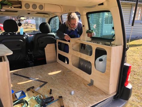 Micro Camper Storage Ideas, Berlingo Van Conversion, Citroen Berlingo Camper Conversion, Micro Camper Ideas, Berlingo Camper Conversion, Mini Camper Diy, Citroen Berlingo Camper, Micro Camper Van, Mini Camper Van