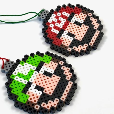 Made To Order Made From Perler Beads Choose From Mario Or Luigi Or Get Both For $15 Perler Bead Art Christmas, Christmas Mario Perler Beads, Mario Fuse Beads, Minecraft Pearl Beads, Grinch Perler Beads, Perler Christmas Ornaments, Christmas Ornaments Perler Beads, Scene Perler Beads, Fall Perler Bead Patterns