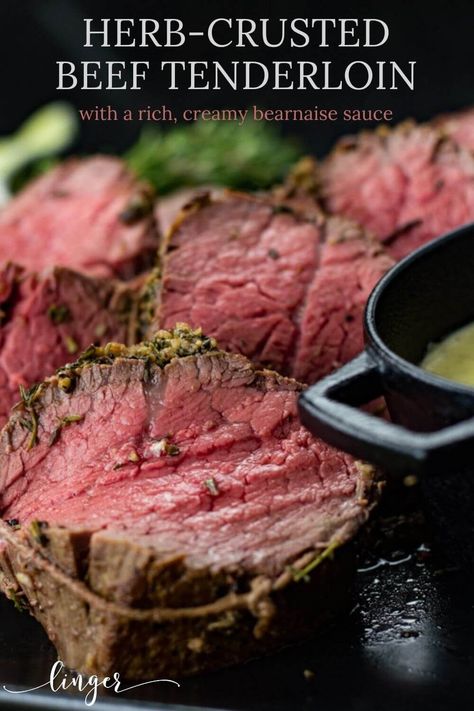 How to cook an easy whole herb-crusted beef tenderloin. This roast is first seared in a cast-iron skillet then baked in the oven to perfect tenderness. The best Christmas Dinner for your holiday table this year. Tenderloin With Red Wine Sauce, Perfect Beef Tenderloin, Crowd Meals, Beef Tenderloin Roast Recipes, Farmhouse Cooking, Company Recipes, Whole Beef Tenderloin, Holiday Roast, Creamy Horseradish Sauce