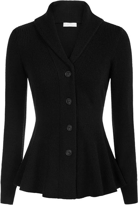 Women Vintage Cardigan Sweater Casual Slim Cardigan Sweater Classic Long Sleeve Button Down Sweaters (Black, M) at Amazon Women’s Clothing store Short White Cardigan, Jean Sweater Jacket, High Waisted Jean Skirt, Mode Steampunk, Vintage Cardigan Sweater, Sweater Shawl, White Sweater Cardigan, Button Down Sweater, Estilo Denim