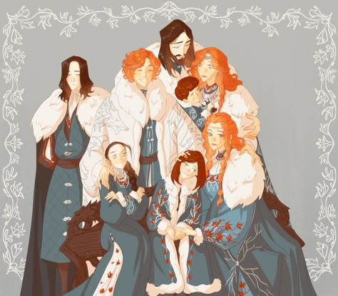 KUDRIAKEN no Tumblr: House Stark. New fanart family portrait from ASOIAF. My favorite cute beans. Stark Family, Family Portrait Drawing, Game Of Thrones Artwork, Targaryen Art, Asoiaf Art, Gra O Tron, House Stark, Game Of Thrones Art, Fire Art