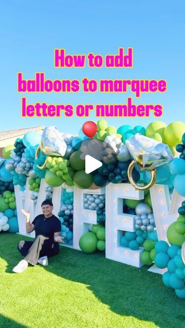 Palm Springs Balloon Designers 🎈 on Instagram: "This is the EASIEST way to secure your balloon walls and garlands to marquee letters or numbers.   We have tried various methods which didn’t end up working, but these command hooks are MAGICAL. 🧙 😂 Your balloons aren’t going anywhere! Checkout our pinned posts to see how massive our marquee walls are and why this is the best method recommend by Lloonworldballoons. 🎈  Have you tried this before?   #balloons #balloon #balloongarland #balloondecor #balloondecoration #balloonart #balloonartist #balloonstylist #balloonbouquet #balloonwall #balloontipsandtricks #balloontutorial #tutorial #tutorialballoonart #balloondecorations #viral #balloonsculpture #party #partyideas #viralvideos #eventdesign #reels #reelsvideo #trending #trendingreels #exp Marquee Letters With Balloon Garland, Marquis Letters With Balloons, Marquee Numbers With Balloon Garland, Marquee Letters And Balloons, Baby Marquee Letters With Balloons, Marquee Numbers With Balloons, Marquee Letters With Balloons, Outdoor Birthday Party Decorations, Marquee Numbers