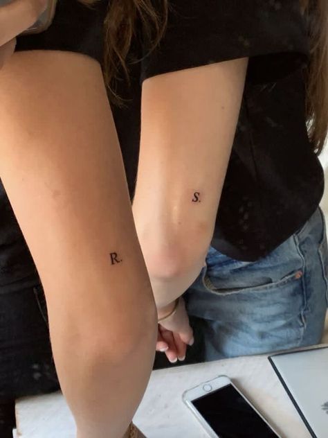 J’adore Tattoo, Small S Tattoo, Fraction Tattoo, Matching Initial Tattoos, Minimal Matching Tattoos, Tatoos Couple, S Tattoo Letter Initial, Roommate Tattoos, Subtle Couple Tattoos