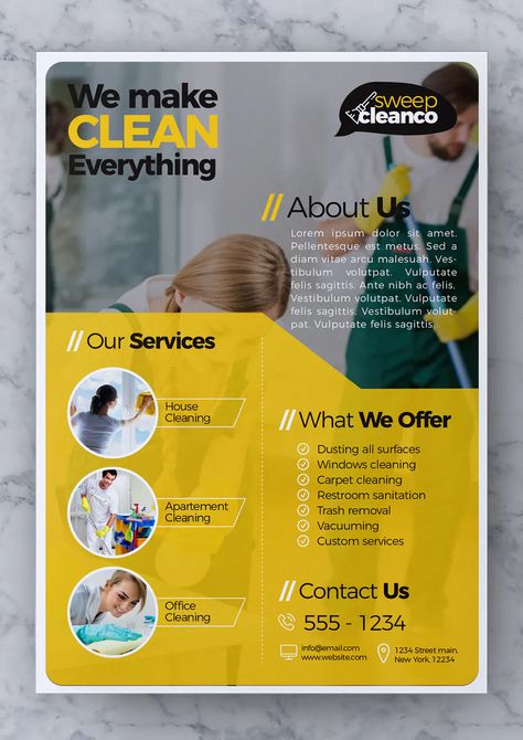 Cleaning Service Flyer Template PSD, Vector EPS and AI Cleaning Company Flyer Ideas, Cleaning Service Brochure, Cleaning Service Poster, Cleaning Flyer Ideas, Service Poster Ideas, Cleaning Flyer Design, Cleaning Company Flyer, Cleaning Company Marketing, Cleaning Service Flyer Design