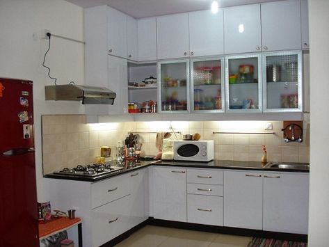 15 Modern L Shaped Kitchen Designs for Indian Homes Small House Kitchen Design, Modern L Shaped Kitchens, L Shape Kitchen Design, L Shaped Modular Kitchen, L Shaped Kitchen Designs, Simple Kitchen Cabinets, Interior Ikea, Best Kitchen Design, Simple Kitchen Design