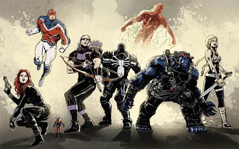 Rick Remender's Secret Avengers awesome team, awesome story Hawkeye, Black Widow, Valkyrie, Human Torch, Ant Man ( Eric O’Grady ), Captain Britain, Beast and Agent Venom