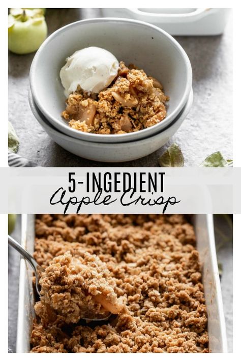 5-Ingredient Apple Crisp: All you need is five ingredients for the tastiest, easiest apple dessert. Plus, it's gluten free! Quick Apple Crisp, Crisp Recipes, Apple Crisp Cheesecake, Healthy Apple Crisp, Easy Apple Crisp Recipe, Apple Desserts Easy, Apple Crisp Easy, Apple Crisp Recipe, Crisp Apple