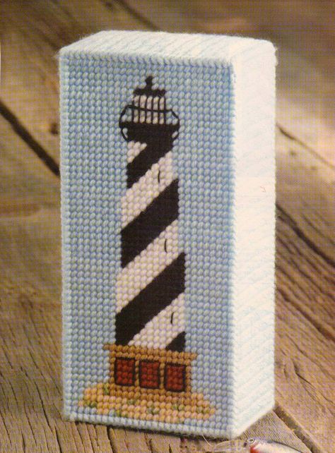 LIGHTHOUSE DOORSTOP PLASTIC CANVAS PATTERN INSTRUCTIONS ONLY FROM A MAGAZINE Plastic Canvas Box Patterns, Plastic Canvas Books, Box Patterns, Plastic Canvas Tissue Boxes, Plastic Crafts, Plastic Canvas Patterns Free, Needlepoint Patterns, Door Stop, Canvas Projects