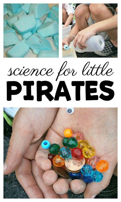 Pirate science activity for preschool #preschool #preschoolers #preschoolactivities #scienceforkids #preschoolscience #pirates #summercamp #funaday #kindergarten Pirate Reading Activities, Pirate Science, Pirate Activities For Kids, Pirate Preschool, Pirate Week, Pirate Unit, Pirate Classroom, Pirate Activities, Pirate Crafts