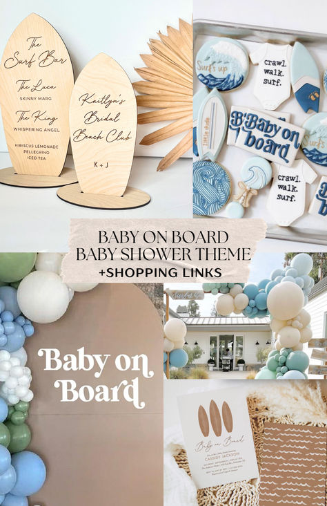 Baby on Board Baby Shower Inspiration, Mood Board, Amazon Shopping Links

Engraved Surfboard Signs- LoTides.Etsy.Com Baby On Board Centerpieces, Surfer Boy Baby Shower Ideas, Baby On Board Shower Theme, Surf Baby Shower Theme, Coastal Baby Shower Theme, Baby On Board Baby Shower Ideas, Beach Baby Shower Theme, Surf Bar, Surf Baby