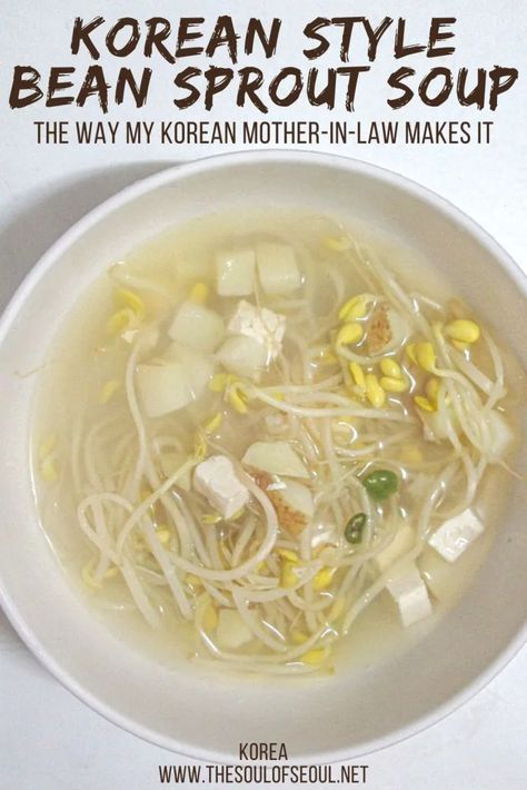 Korean Cooking: Southern Mother Style Bean Sprout Soup Korean Bean Sprout Soup, Bean Sprouts Soup, Bean Sprout Soup, Sprout Soup, Bean Sprout Recipes, Asain Food, Mother Style, Asian Soup Recipes, Korean Soup