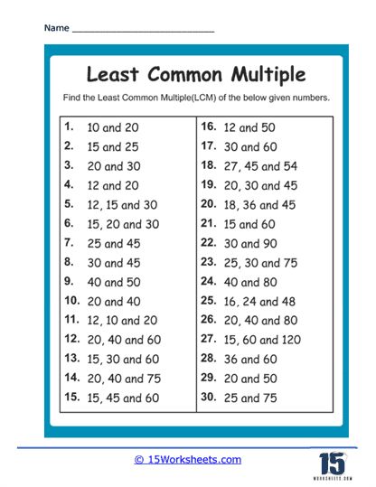 LCM of Sets Worksheet - 15 Worksheets.com Hcf Worksheets For Grade 5, Hcf And Lcm Worksheet For Class 5, Lcm Worksheets For Grade 5, Hcf And Lcm Worksheet, Lcm Worksheet, Multiplying Fractions Worksheets, Lcm And Gcf, Factor Trees, Worksheet Math