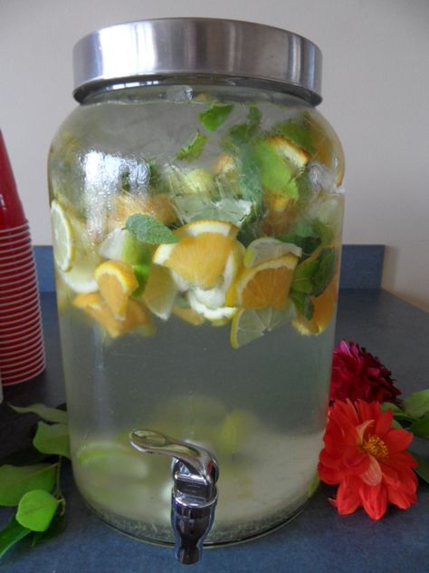 Citrus and Fresh Mint Ice Water » An Inspired Kitchen Citrus Water Recipe, Cucumber Water Recipe, Spa Water Recipes, Lemon Mint Water, Citrus Water, Lemon Water Recipe, Mint Baby Shower, Fancy Water, Flavored Water Recipes