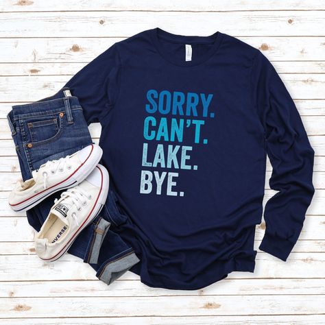 ☀️Your new favorite long-sleeve camping shirt for the lake! It's funny and straight to the point. Great for family or friend lake trips, vacations, summer camp or weekend getaways to the cabin by the lake. Buy matching tees for your friends. Happy Summer! HOW TO ORDER: 1️⃣ Select the desired color and size of the t-shirt from the dropdown menus 2️⃣ Click 'add to basket' and check out 3️⃣ Tell your friends! (optional) PRODUCT SPECS (BELLA + CANVAS 3501) * Premium, Unisex Fitting  * 100% combed and ring-spun cotton (Heather colors contain polyester) * Fabric weight: 4.2 oz/yd² (142 g/m²) * Pre-shrunk fabric * Side-seamed construction * Shoulder-to-shoulder taping PRODUCTION AND SHIPPING Your order will be printed and shipped within 1-3 business days. Please allow 2-5 business days delivery w Lake Shirt Ideas, Lake Tshirt Designs, Summer Camp Shirts, Lake Sweatshirt, Lake Shirts, Cabin By The Lake, Lake Life Shirt, Lake Trip, Lake Vacation