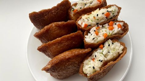 Yubuchobap (Korean Fried Tofu Pocket) Recipe - Tasting Table Tofu Pockets, Pocket Recipes, Perfect Fridge, Picky Bits, Korean Tofu, Tofu Rice, Rice And Veggies, Deep Fried Tofu, Lenten Recipes