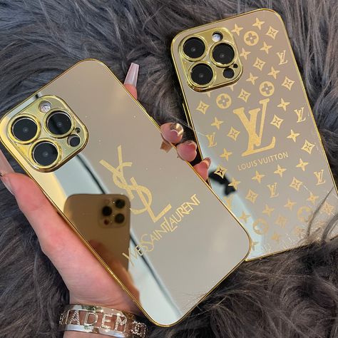 Mirror Golden Yes Love Phonecase *ONCE RECEIVED, REMOVE THE PLASTIC LAYER* Louis Vuitton Phone Case, Phone Case Monogram, Girly Iphone Case, Luxury Iphone Cases, Bling Phone Cases, Produk Apple, Buy Mirror, Girly Phone Cases, How To Make Purses