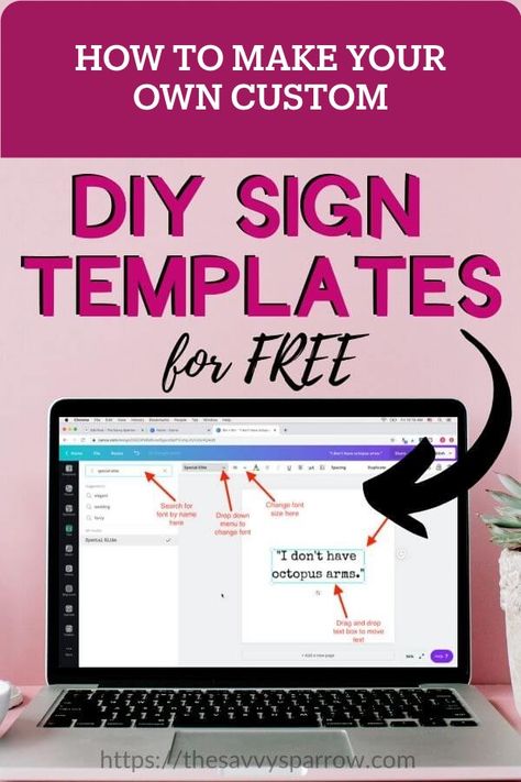 Want an easy DIY sign hack for creating beautiful and easy wood signs with lettering?  Use sign templates!  Learn how to make your own printable sign templates for FREE!  This is exactly how I create awesome and easy signs on canvas, wood, paper scrolls, and more!  Learn how to use the free online computer program that I use, with step by step instructions and screenshots! Make Your Own Sign, Diy Quotes, Stencils For Wood Signs, Graphic Design Programs, How To Make Signs, Diy Wood Signs, Free Lettering, Custom Templates, Templates Printable Free