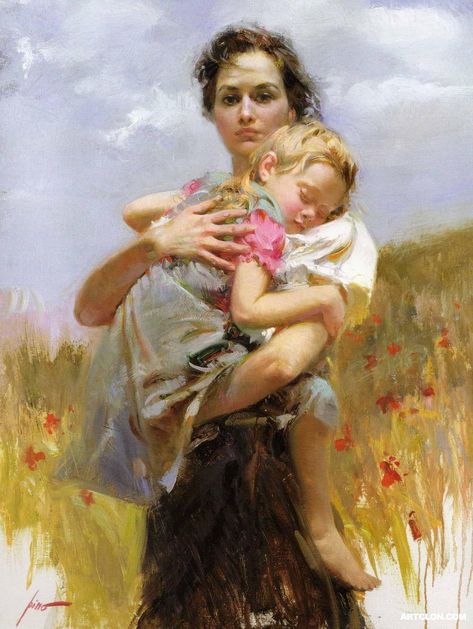 Motherhood Painting, Pino Daeni, Mother And Child Painting, Baby Painting, Baby Drawing, Holding Baby, Samana, Caravaggio, Classical Art