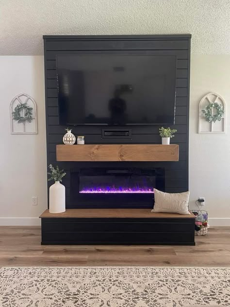 Fireplace And Tv, Built In Electric Fireplace, Living Room Wall Decor Ideas, Room Wall Decor Ideas, Build A Fireplace, Fireplace Built Ins, Small Living Room Ideas, Living Room Decor Fireplace, Diy Fireplace