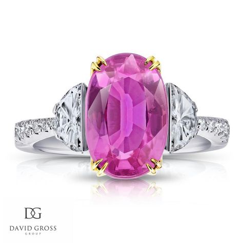 5.20 carat Oval Pink Sapphire and Diamond Ring #davidgrossgroup Sapphire Jewellery, Gorgeous Rings, Diamond Rings With Price, Pink Diamonds, Jewelry Board, Platinum Diamond Rings, Sapphire And Diamond Ring, Gift Suggestions, Vintage Style Rings