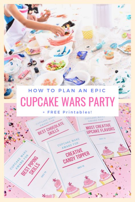 Bake Off Ideas Parties, Baking Competition Party, Cupcake Wars Themes, Cake Wars Birthday Party, Cupcake Wars Birthday Party Ideas, Cake Wars Ideas, Cupcake Competition Ideas, Cupcake Decorating Birthday Party, Baking Birthday Party Ideas Kids