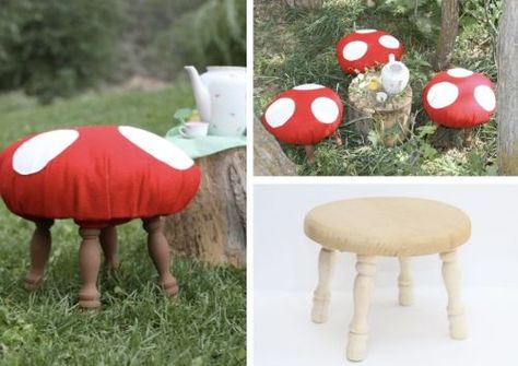 Diy Toadstool, Woodland Room, Mario Room, Woodland Bedroom, Fairy Bedroom, Fairy Nursery, Fairy Room, Creative Gardening, Woodland Theme