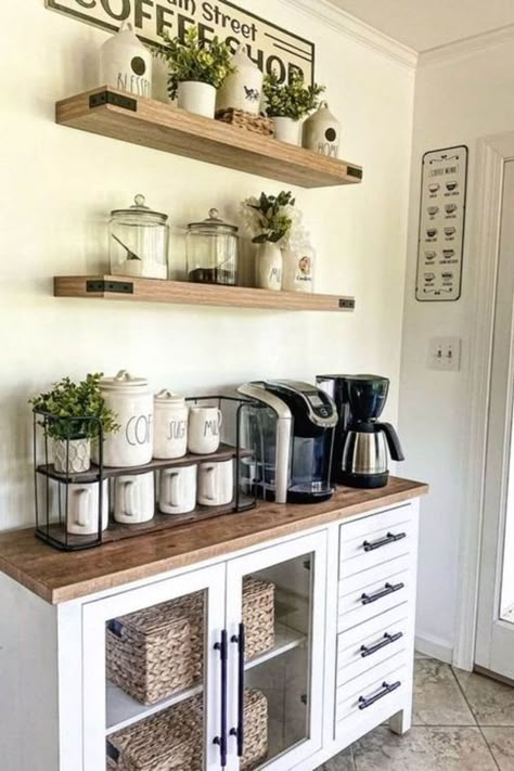 21+ Best Home Coffee Bar Ideas That Are Sophisticated and Fun Home Coffee Bar Ideas, Home Design Luxury, Kitchen Design Centre, Coffee Station Kitchen, Coffee Bar Station, Cute Living Room, Farmhouse Coffee Bar, Coffee Bar Ideas, Diy Coffee Bar