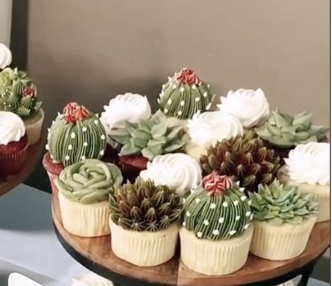 Desert Theme Cupcakes, Desert Themed Cake, Cactus Snacks, Boho Theme Cupcakes, Succulents Cupcakes, Western Cupcakes, Cactus Wedding Cake, Succulent Wedding Cake, Succulent Wedding Cakes