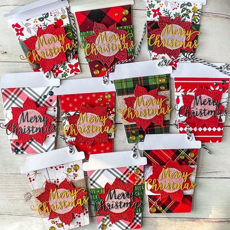 Coffee Cup Gift Card Holder/Tag - Scrapbook.com Coffee Holder Ideas, Coffee Cup Cards, Coffee Gift Card Ideas, Nurse And Soldier, Coffee Cup Gift Card Holder, Coffee Gift Card Holder, Coffee Themed Cards, Xmas Inspiration, Gift Card Holder Diy