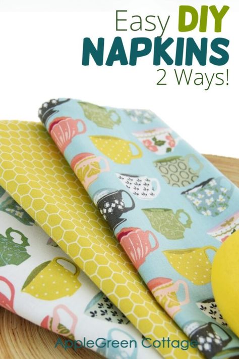 Diy Cloth Napkins, Cloth Napkins Diy, Sewing Mitered Corners, Free Apron Pattern, Diy Placemats, Diy Napkins, Fabric Napkin, Beginner Sewing Projects Easy, Quilting Rulers