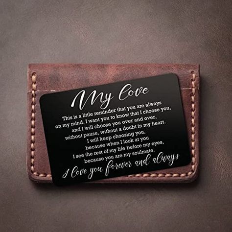 Faster shipping. Better service Wedding Gift For Husband, Engraved Wallet Insert, Wallet Insert Card, Aluminum Wallet, Wallet Insert, Romantic Words, Husband Valentine, Wedding Day Gifts, Valentines Day Presents