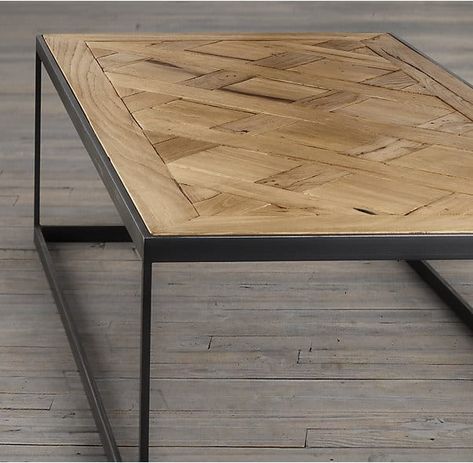 RH Reclaimed Russian Oak Coffee Table Restoration Hardware, Coffee Table Restoration, Parquet Versailles, Reclaimed Oak Flooring, Oak Parquet, Tidy Room, Cafe Seating, Wood Parquet, Vintage Industrial Furniture